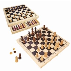 Fun Factory - 3 in 1 Game Set - Chess, Draughts, and Backgammon